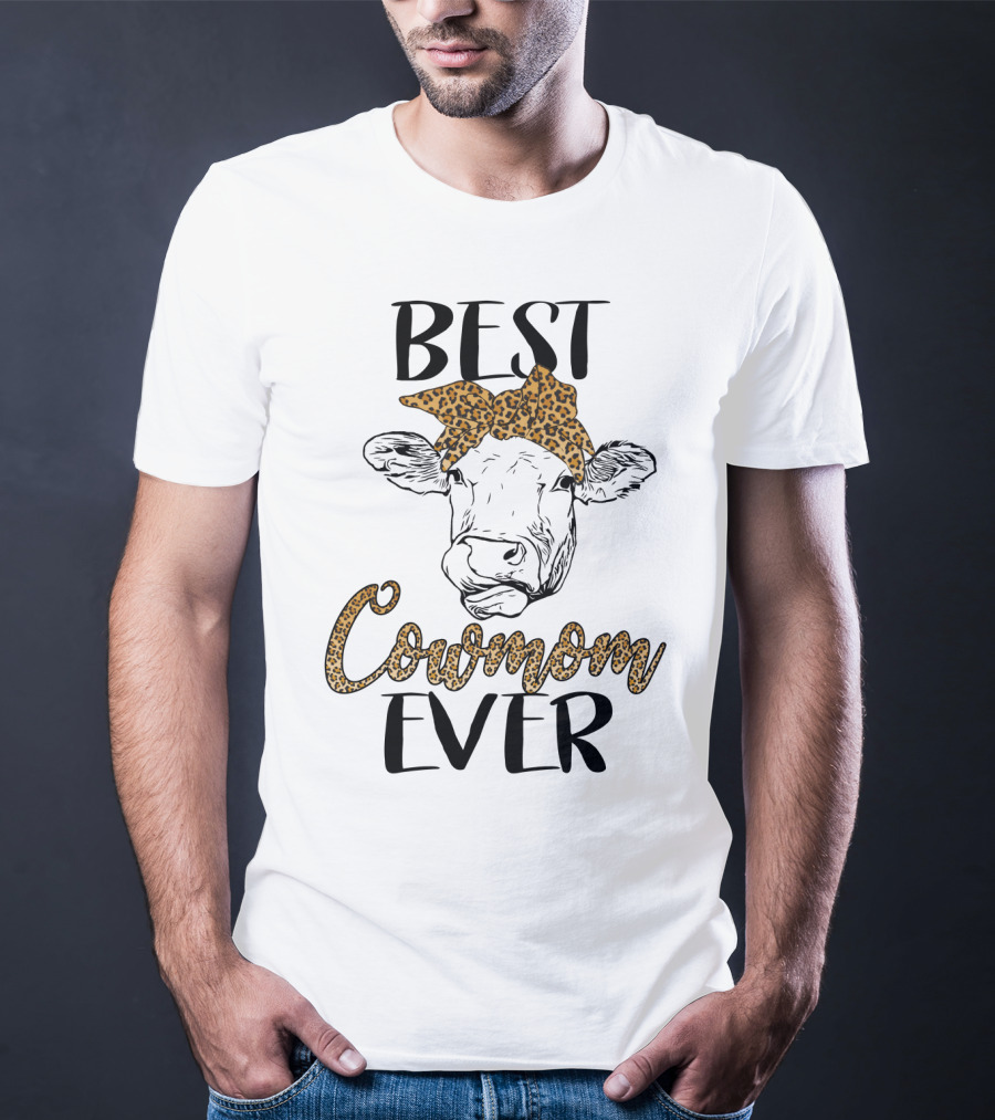 Best Cowmom Ever Leopard Bandana Cow T-Shirt