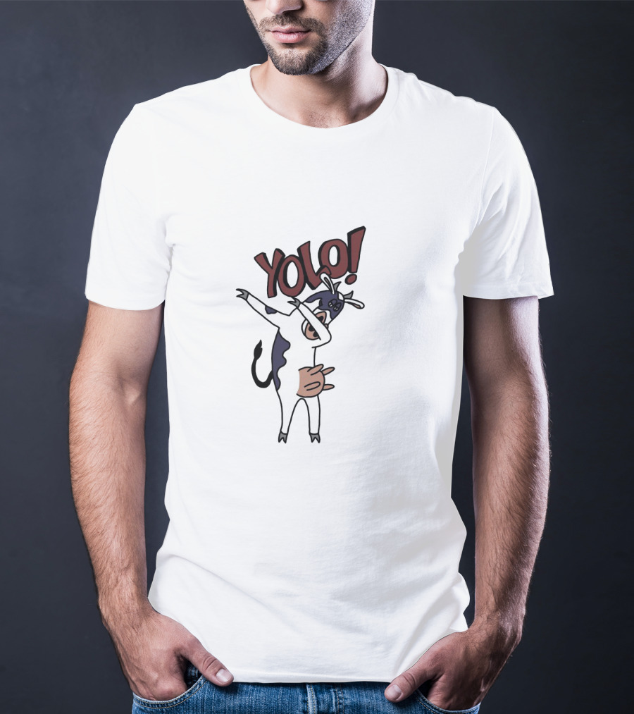 YOLO Dab Cow Cartoon With Fun Pose And Text T-Shirt