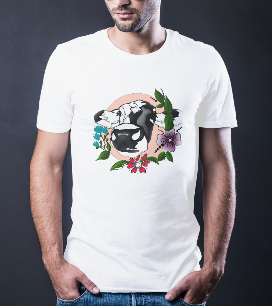 Cows Make Me Happy Humans Make My Head Hurt Floral Cow T-Shirt