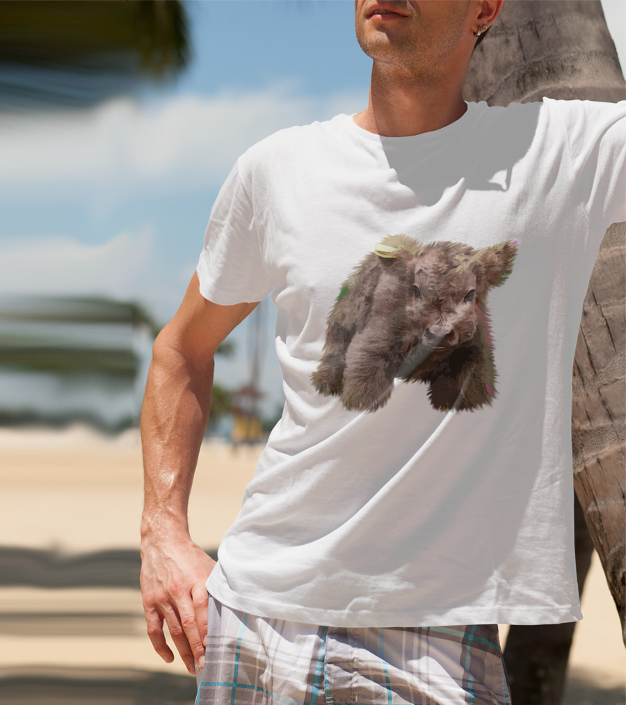 Cute Highland Cow Farm Animals Fluffy Calf T-Shirt