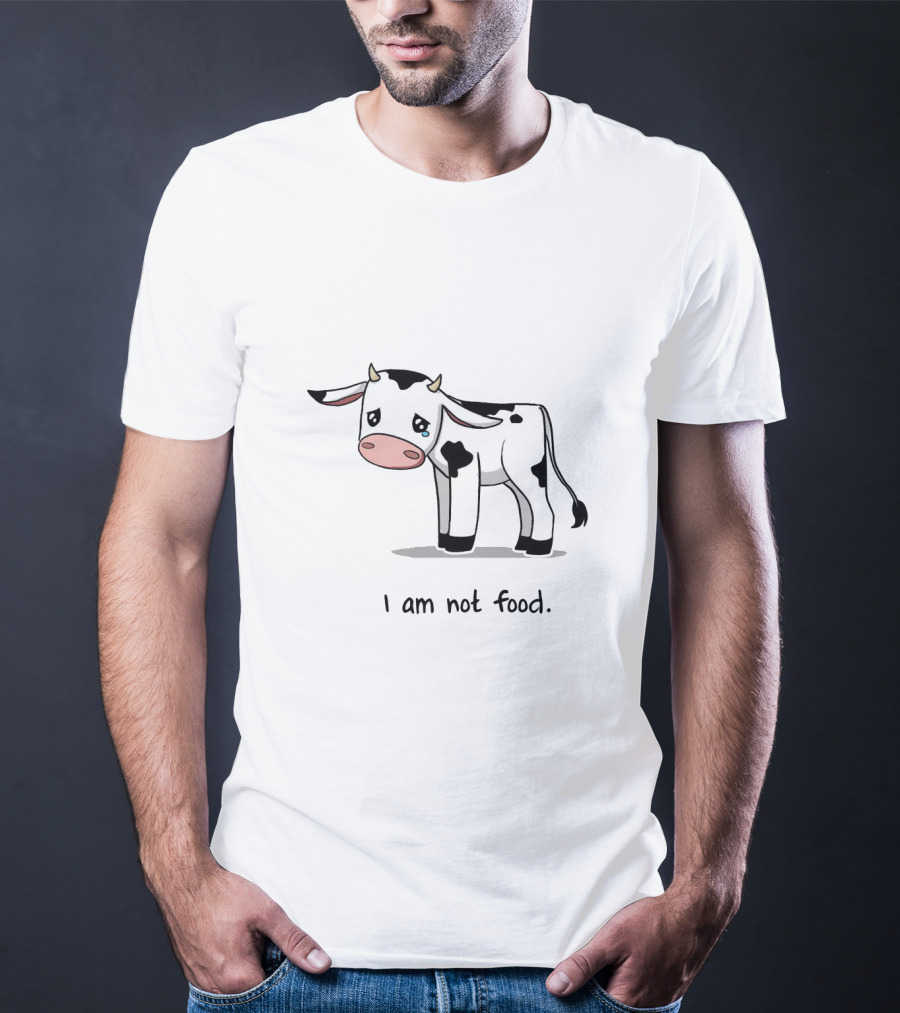 Cute Cartoon Cow I Am Not Food Funny T-Shirt