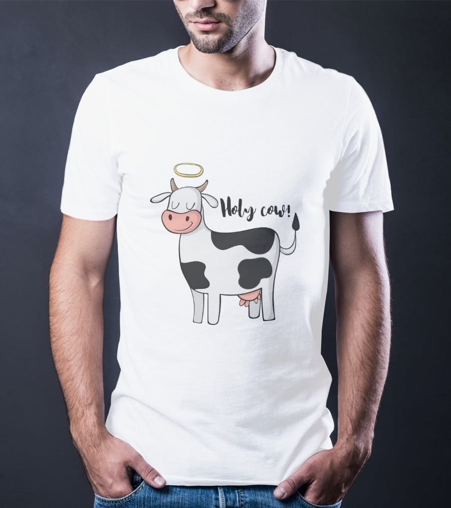 Holy Cow Funny Angelic Cow With Halo Joke T-Shirt