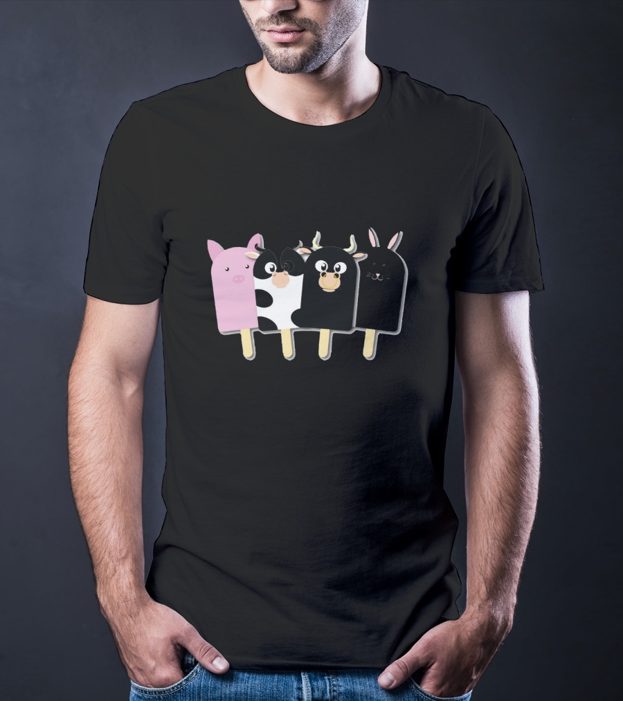 Animal Farm Popsicle Pig Cow Bull Bunny Quartet T-Shirt