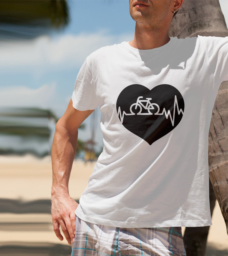 Bicycle Heartbeat Pulse Inside Heart T-Shirt