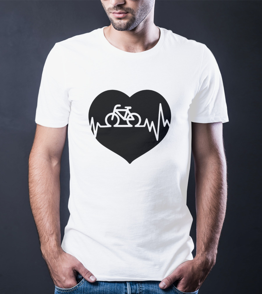 Bicycle Heartbeat Pulse Inside Heart T-Shirt
