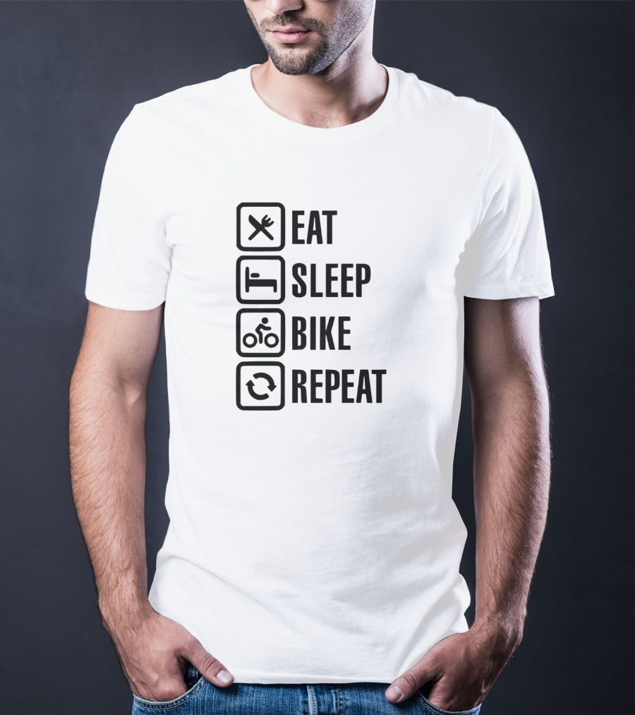 Eat Sleep Bike Repeat Cycling Lifestyle Icons T-Shirt