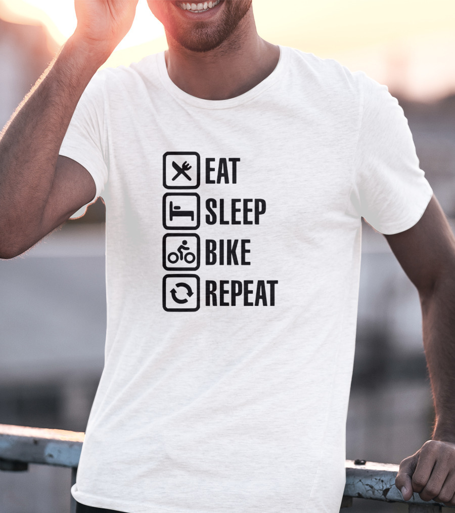 Eat Sleep Bike Repeat Cycling Lifestyle Icons T-Shirt
