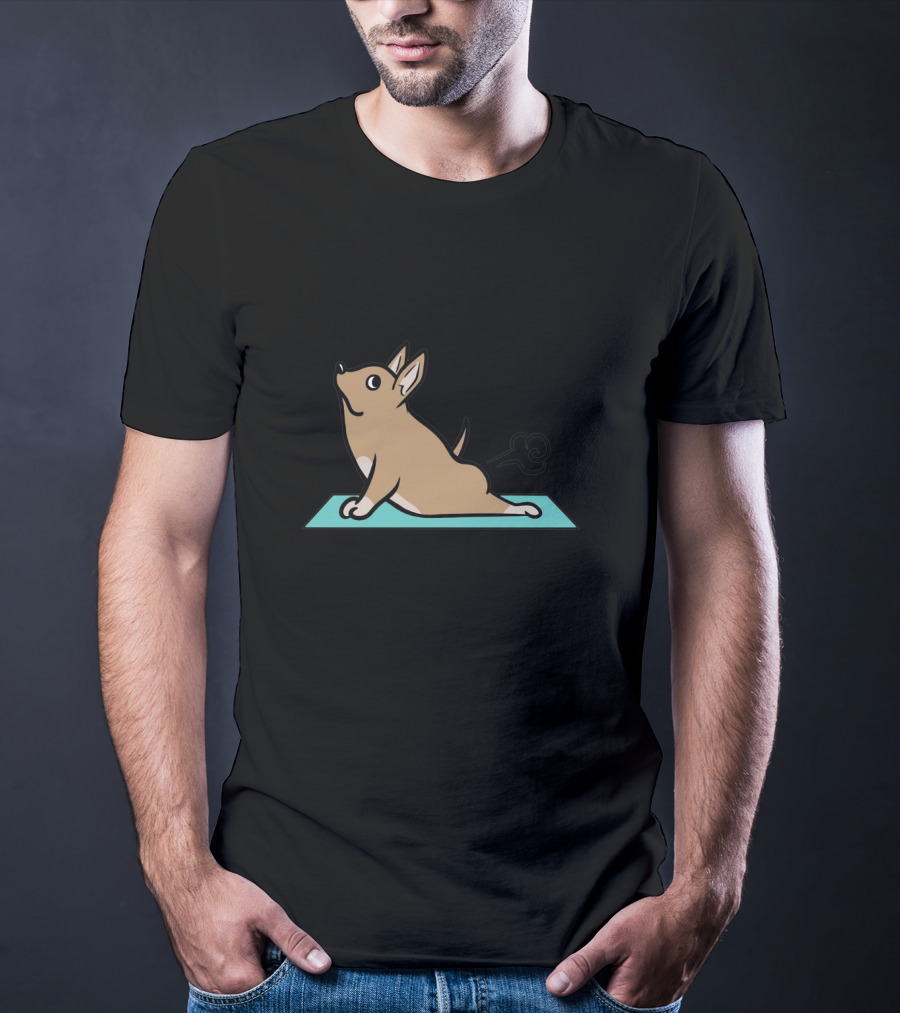 Chihuahua Yoga Pose With Fart Cloud On Mat T-Shirt