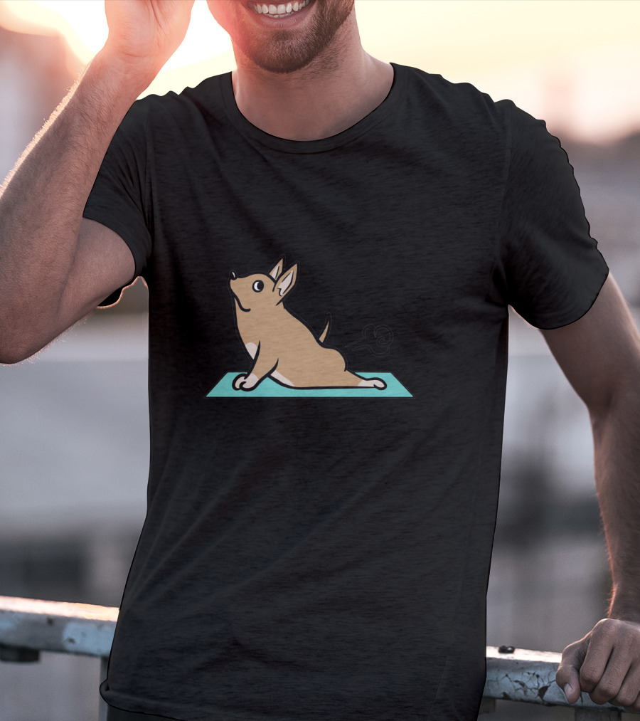 Chihuahua Yoga Pose With Fart Cloud On Mat T-Shirt