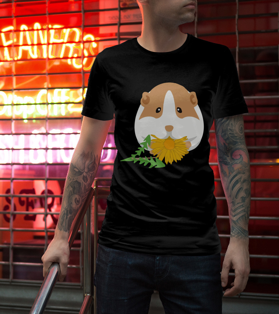 Guinea Pig With Dandelion And Green Leaves T-Shirt