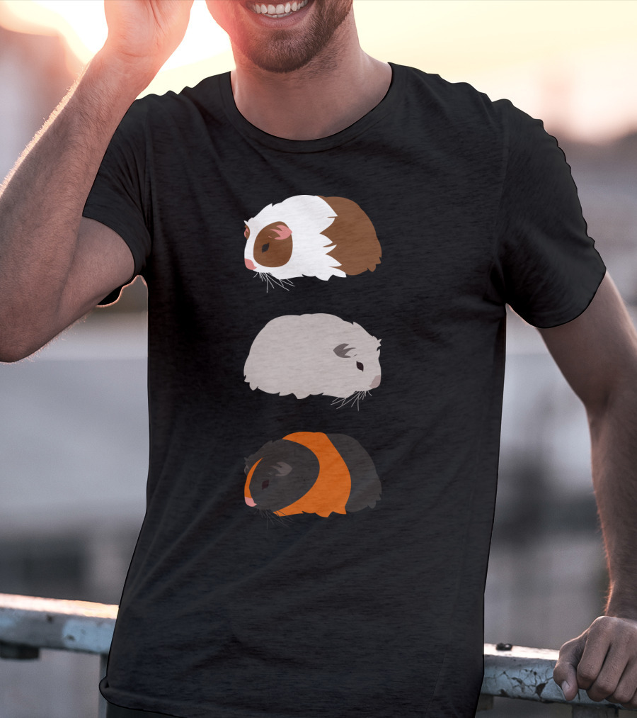 Guinea Pigs Trio Brown White Gray Colorful T-Shirt