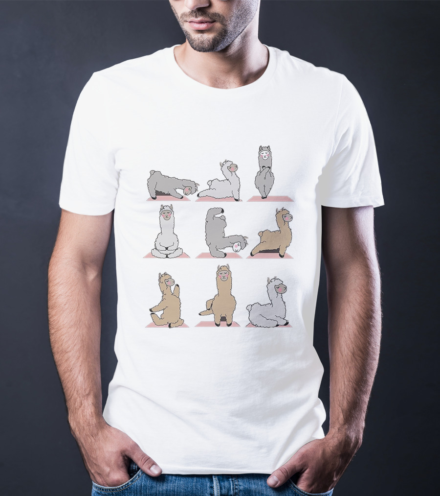 Yoga Poses With Adorable Llamas T-Shirt