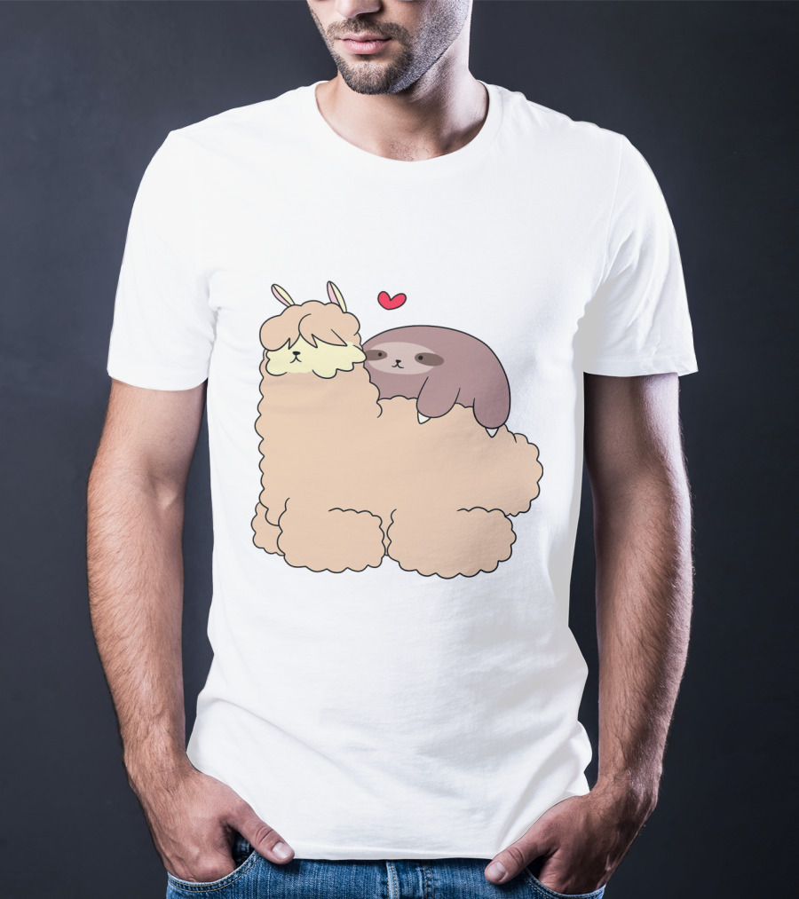 Sloth Loves Alpaca Heartwarming Cuddle Embrace With Cute Llama Vibes T-Shirt