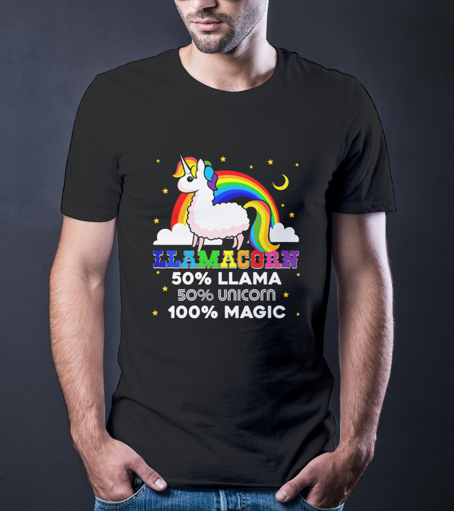 Llamacorn Rainbow Magic 50% Llama 50% Unicorn 100% Magic T-Shirt