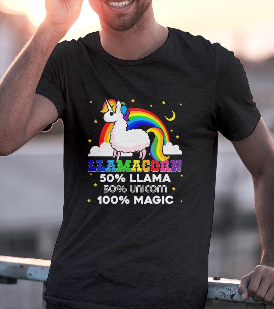 Llamacorn Rainbow Magic 50% Llama 50% Unicorn 100% Magic T-Shirt