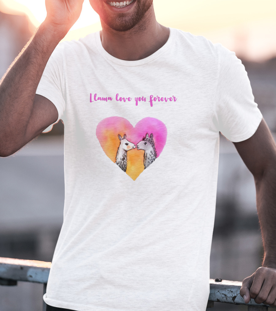 Llama Love You Forever Heart With Two Llamas T-Shirt