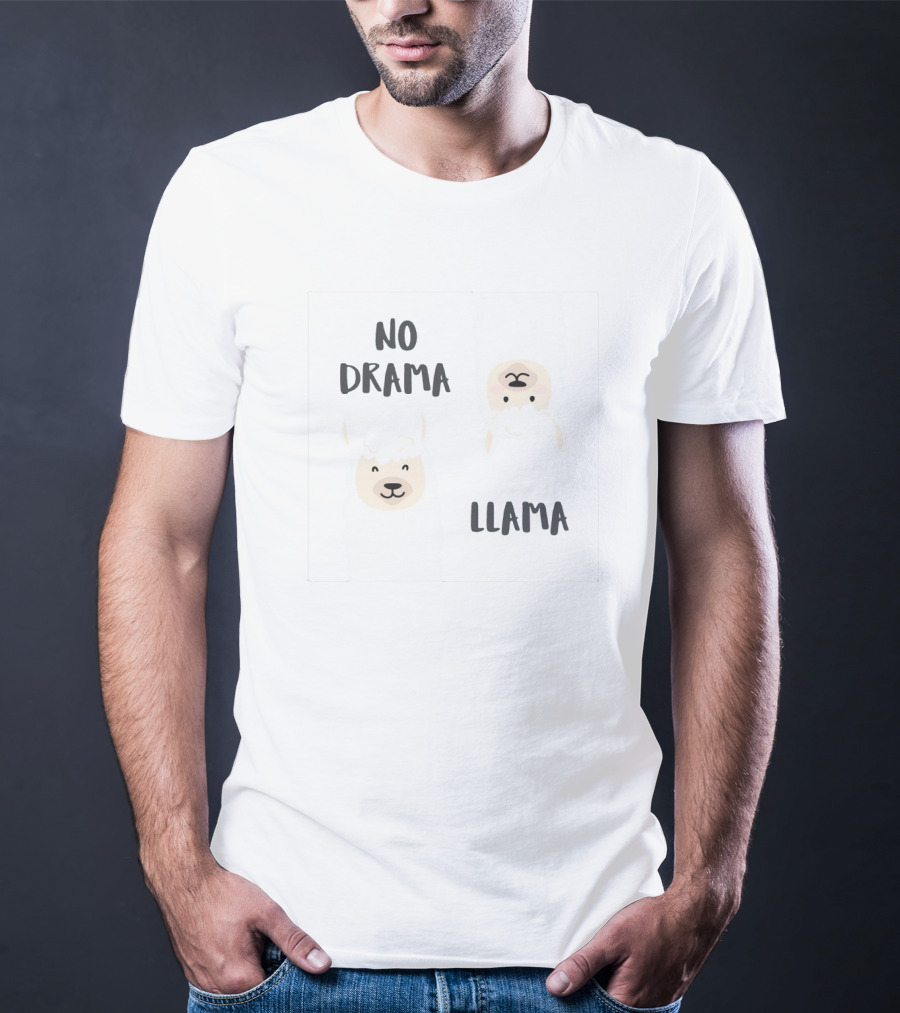 No Drama Llama Cute Cartoon Alpaca Faces T-Shirt