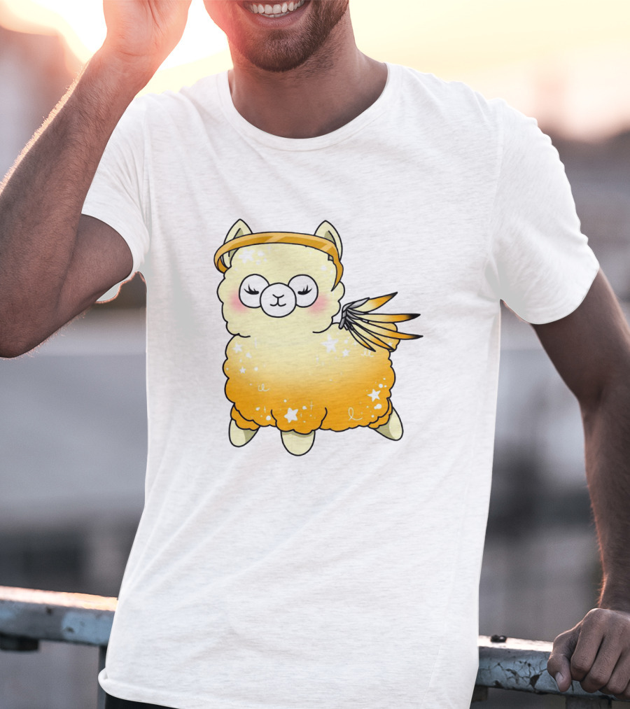 Alpaca Mercy Angelic Winged Halo Fantasy Character T-Shirt