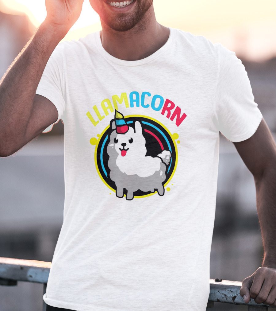 Llamacorn Charming Cute Alpaca With Rainbow Horn T-Shirt