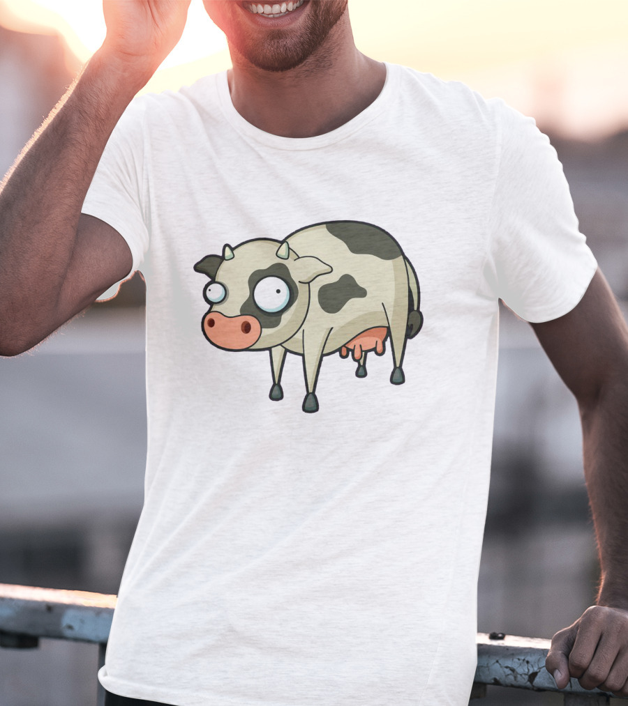 Quirky Cartoon Cow With Wide Eyes T-Shirt