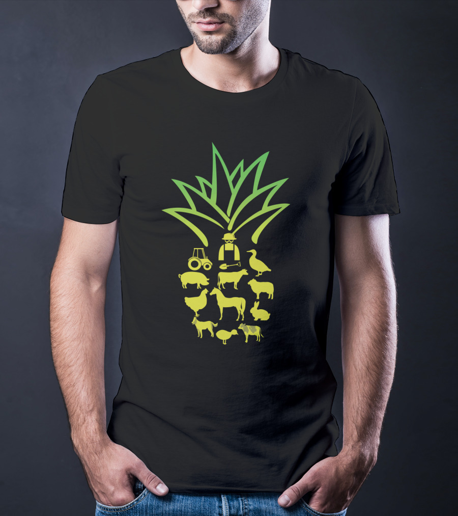 Farmer Pineapple Tractor Animals Agriculture T-Shirt