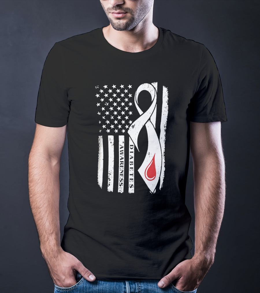 USA Flag Diabetes Awareness T-Shirt