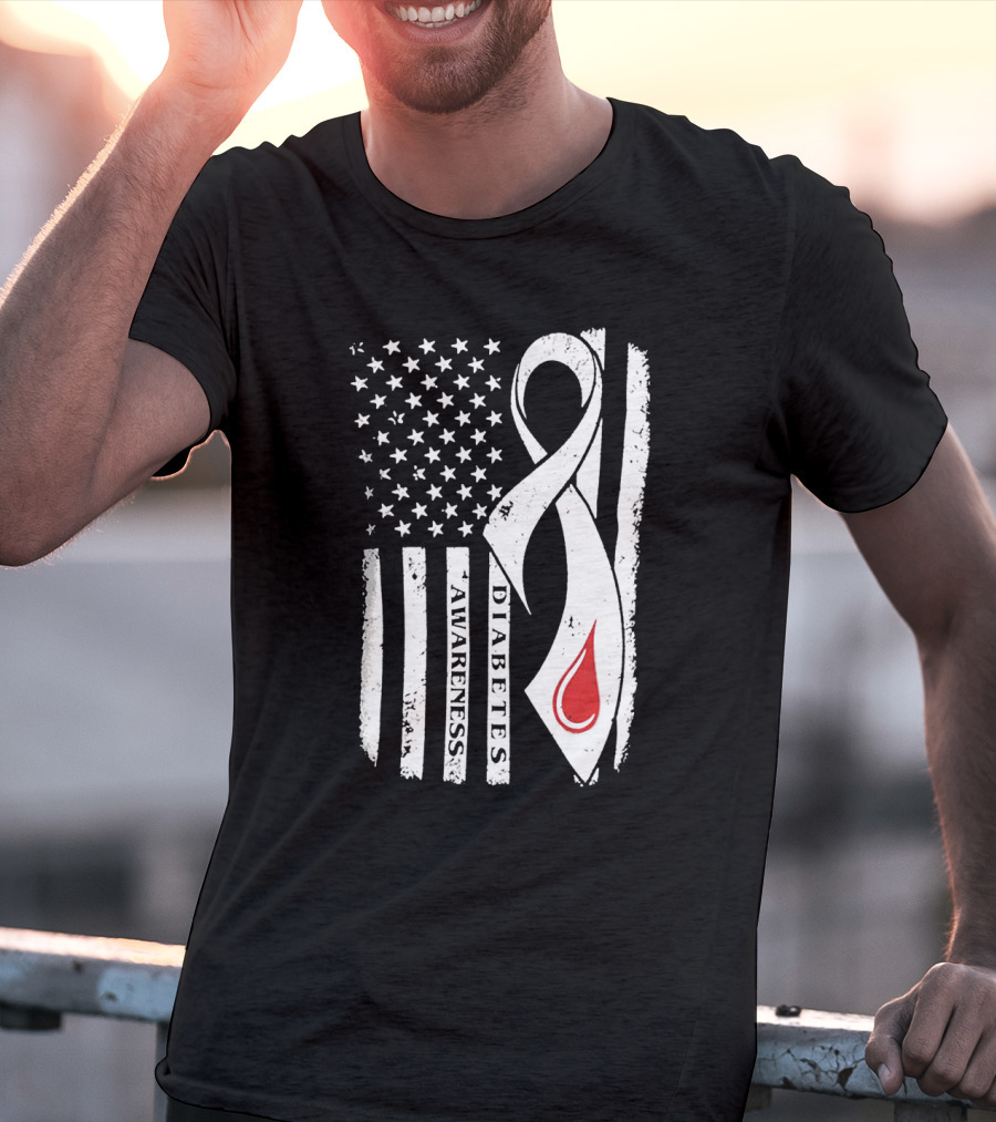 USA Flag Diabetes Awareness T-Shirt