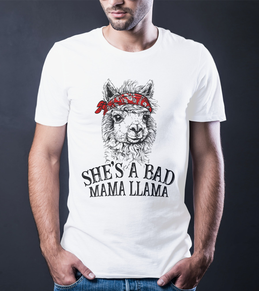 She's A Bad Mama Llama Red Bandana T-Shirt