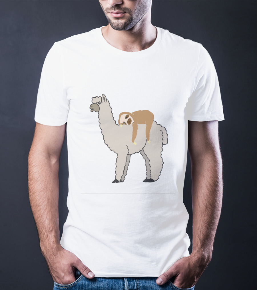 Adorable Sloth Laying On A Llama T-Shirt