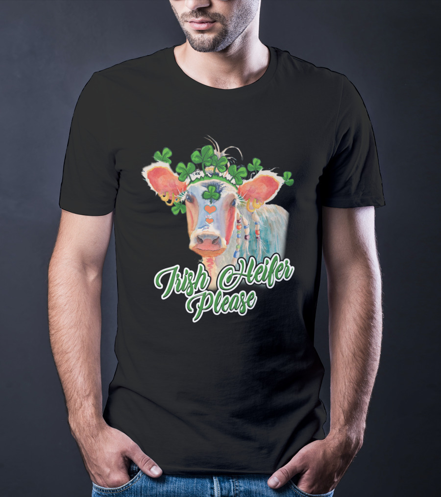 Irish Heifer Please With Shamrock Cow T-Shirt