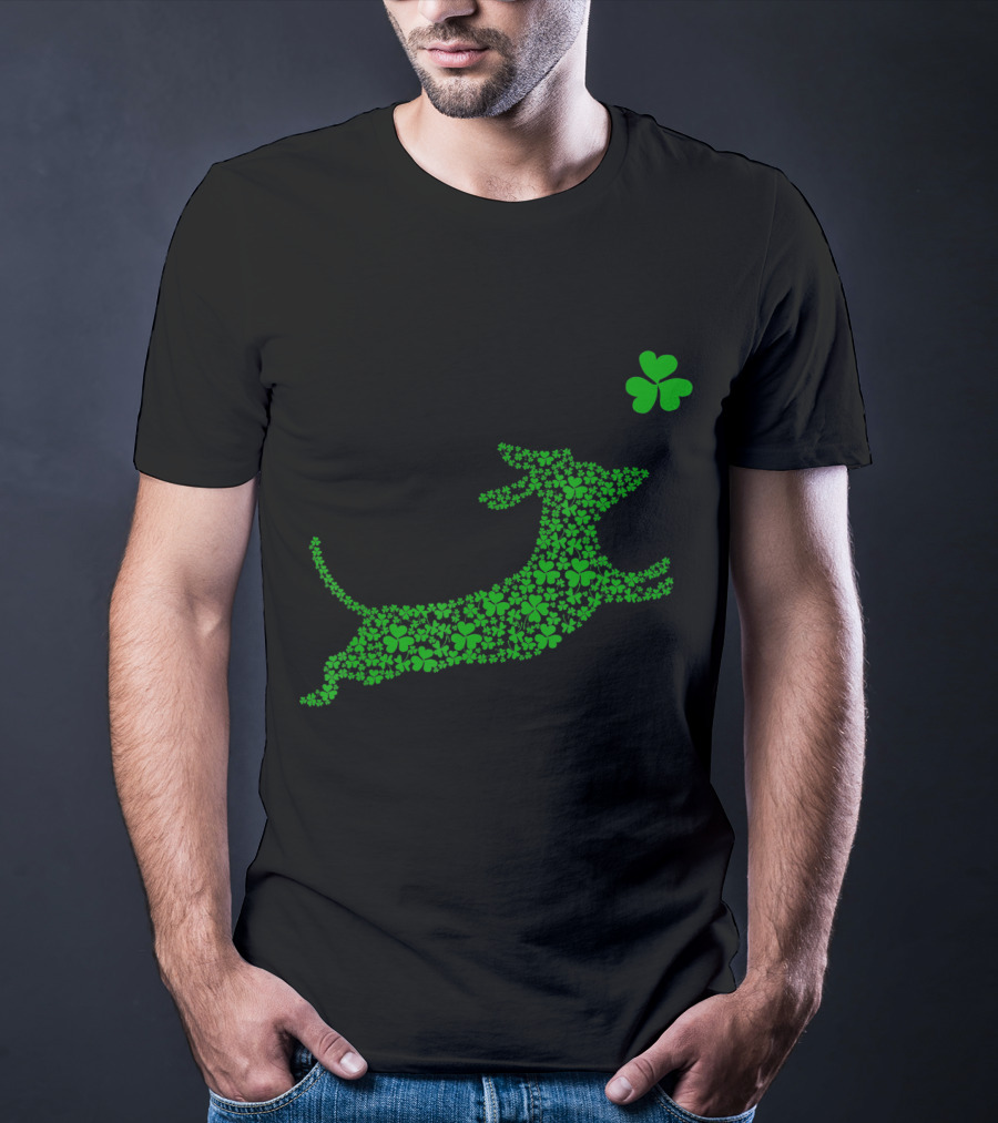 Cute Dachshund Dog Made Of Shamrocks For St. Patrick's Day T-Shirt