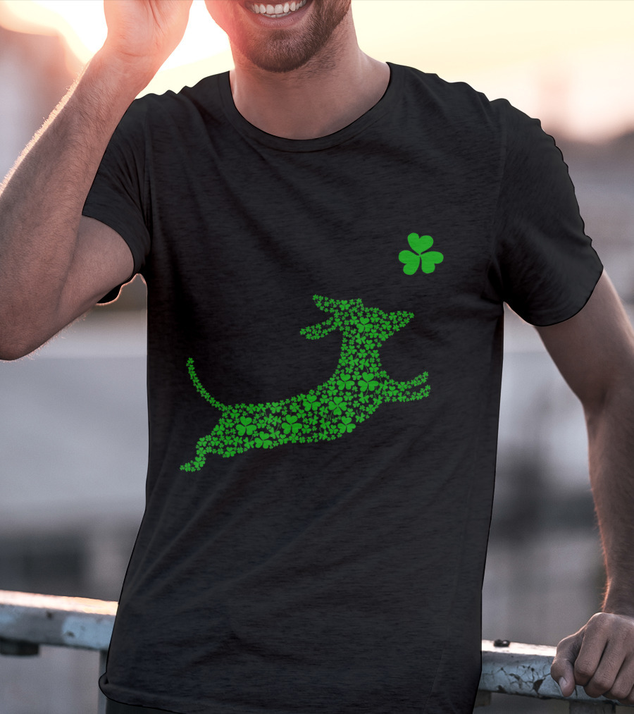 Cute Dachshund Dog Made Of Shamrocks For St. Patrick's Day T-Shirt