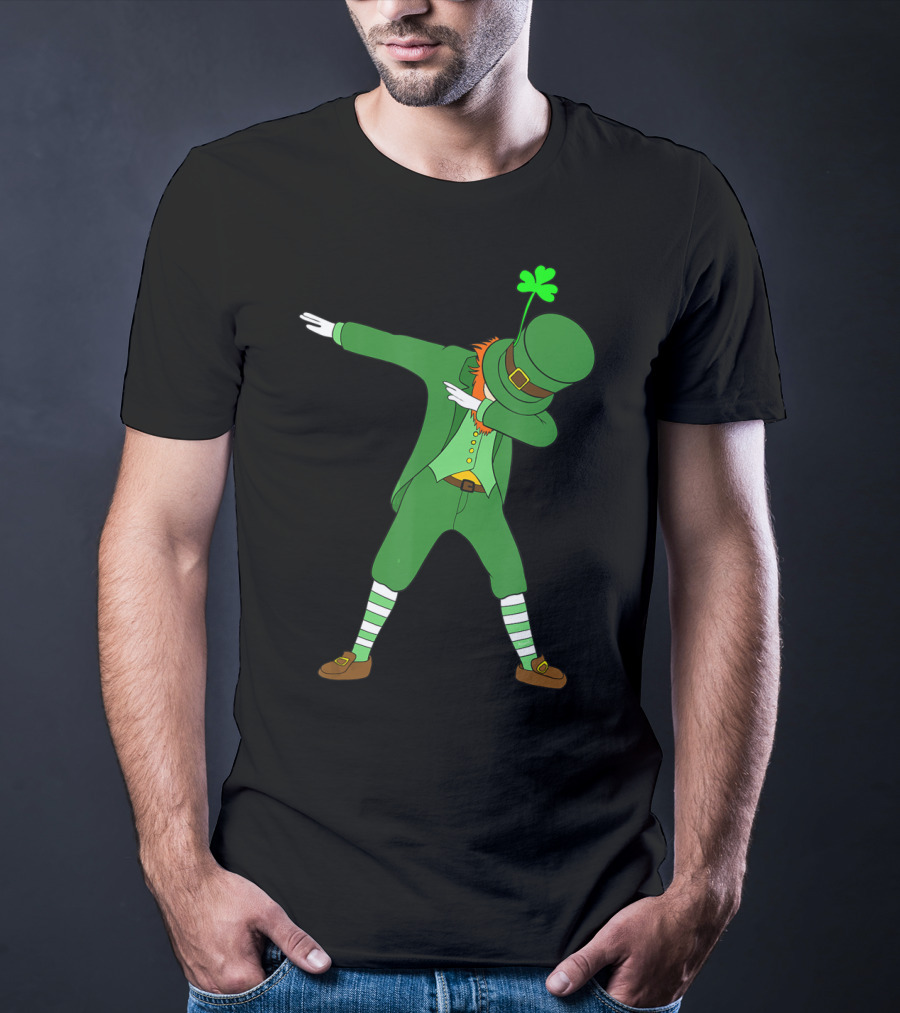 Dabbing Leprechaun St Patricks Day Boys Dab Shamrock Hat T-Shirt