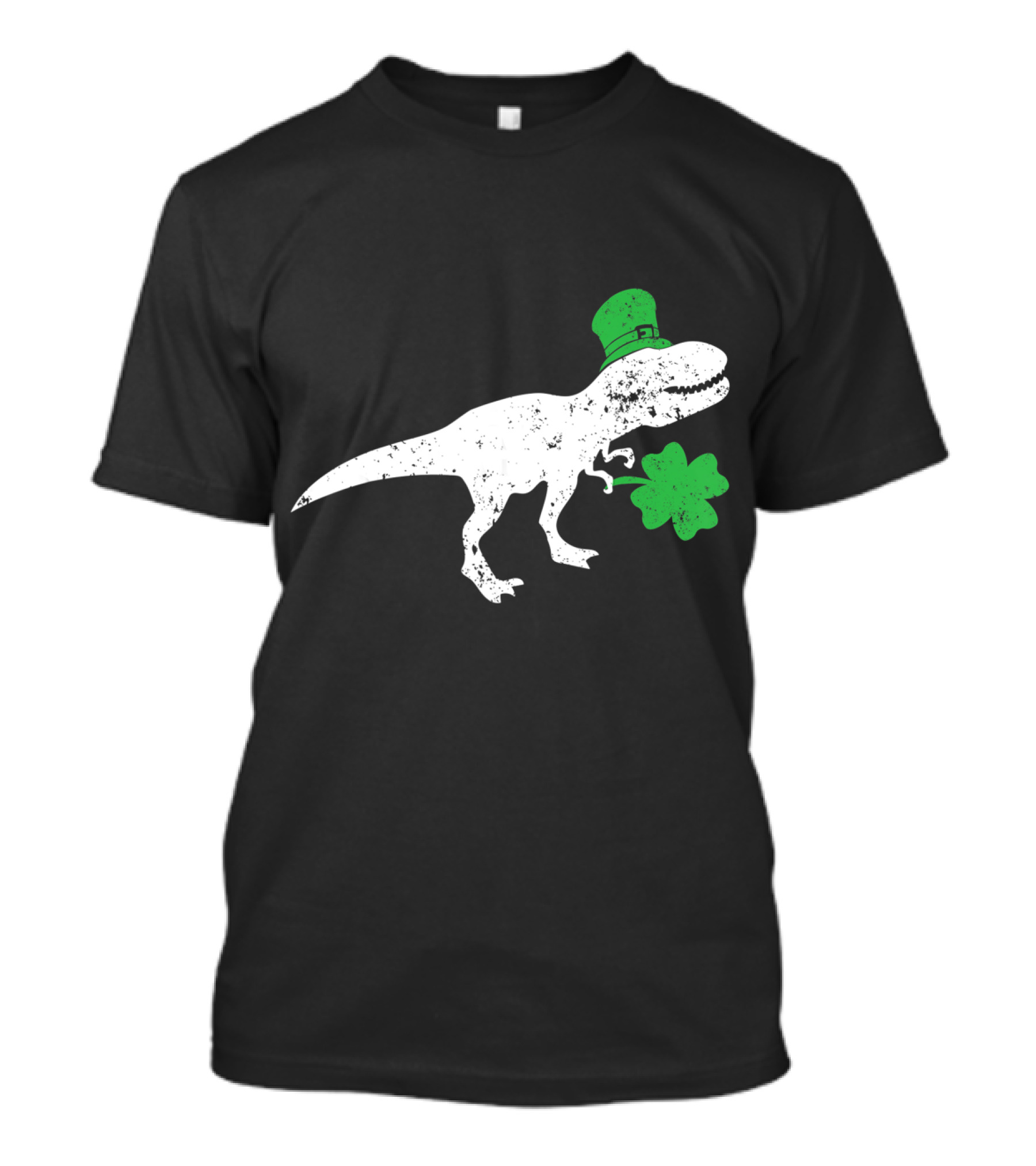 T-Rex Dinosaur With Leprechaun Hat And Shamrock For St Patricks Day T-Shirt