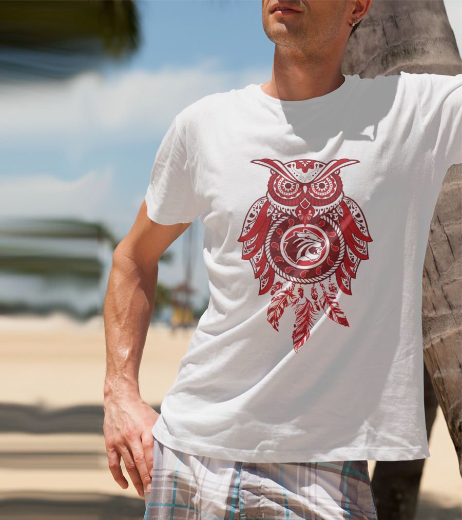 Owl Dreamcatcher Red Lion Feathers T-Shirt