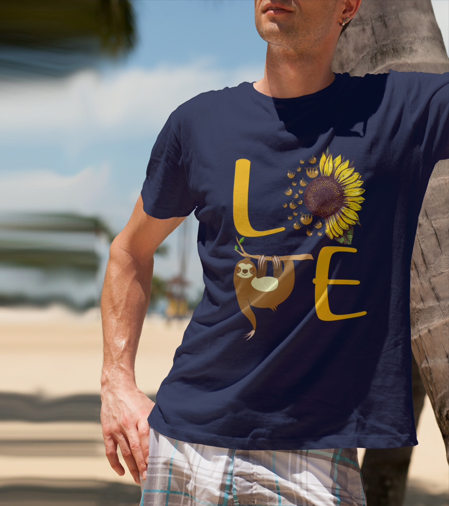 Love Sunflower Sloth Bees T-Shirt