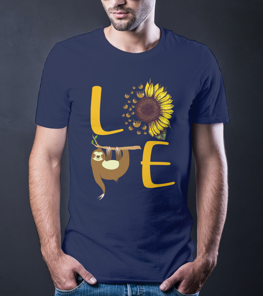 Love Sunflower Sloth Bees T-Shirt