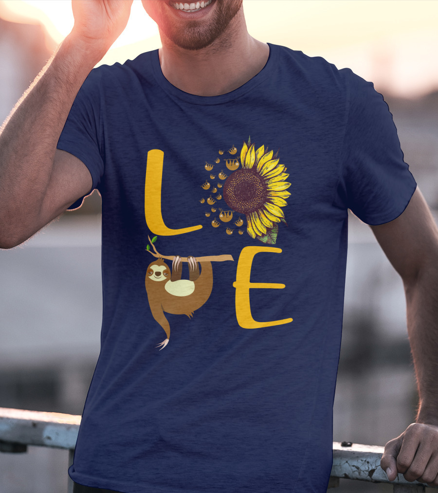 Love Sunflower Sloth Bees T-Shirt