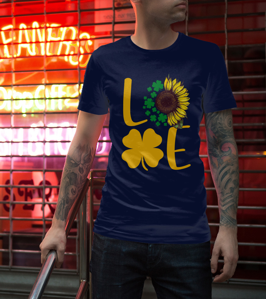Love Sunflower Four-Leaf Clover T-Shirt