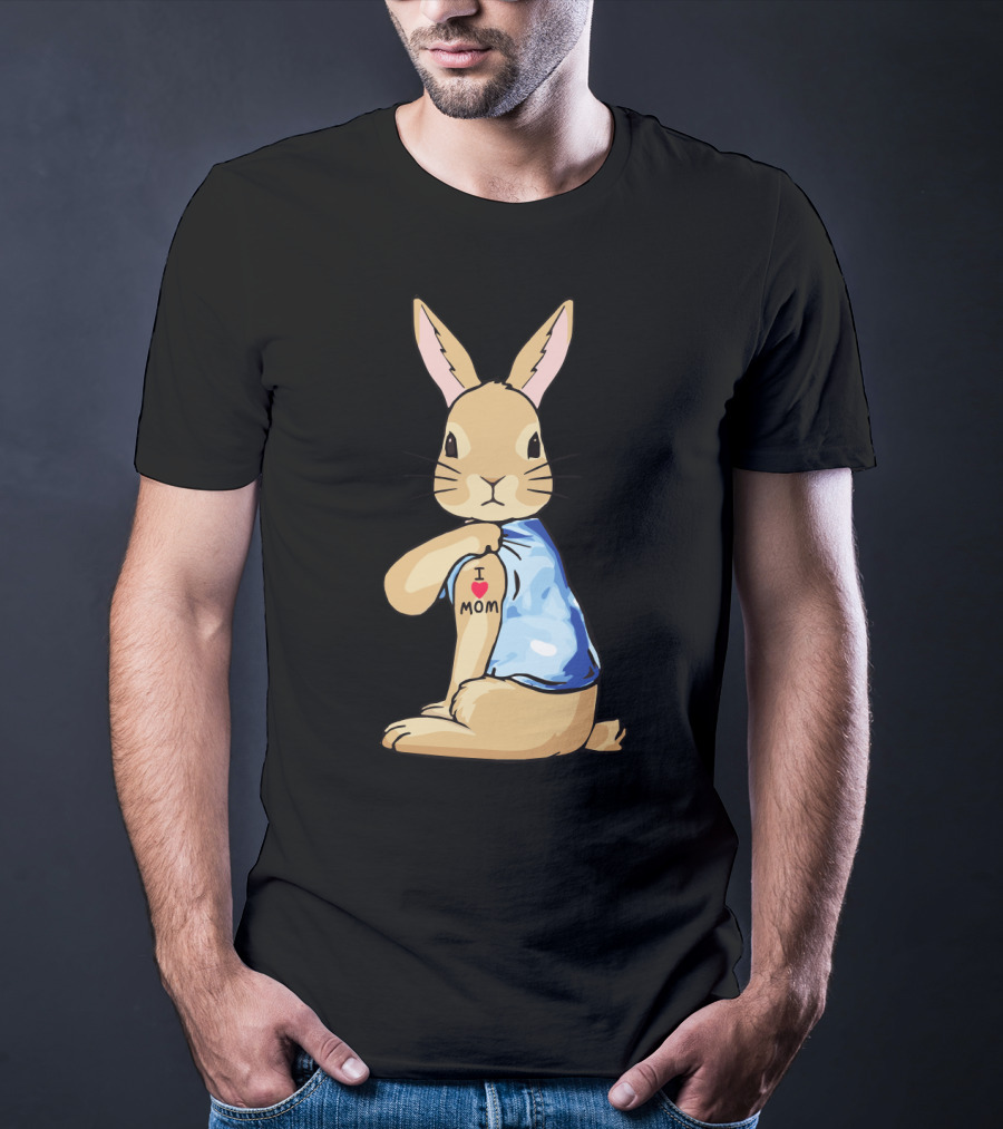 Bunny Rabbit I Love Mom Tattoo T-Shirt