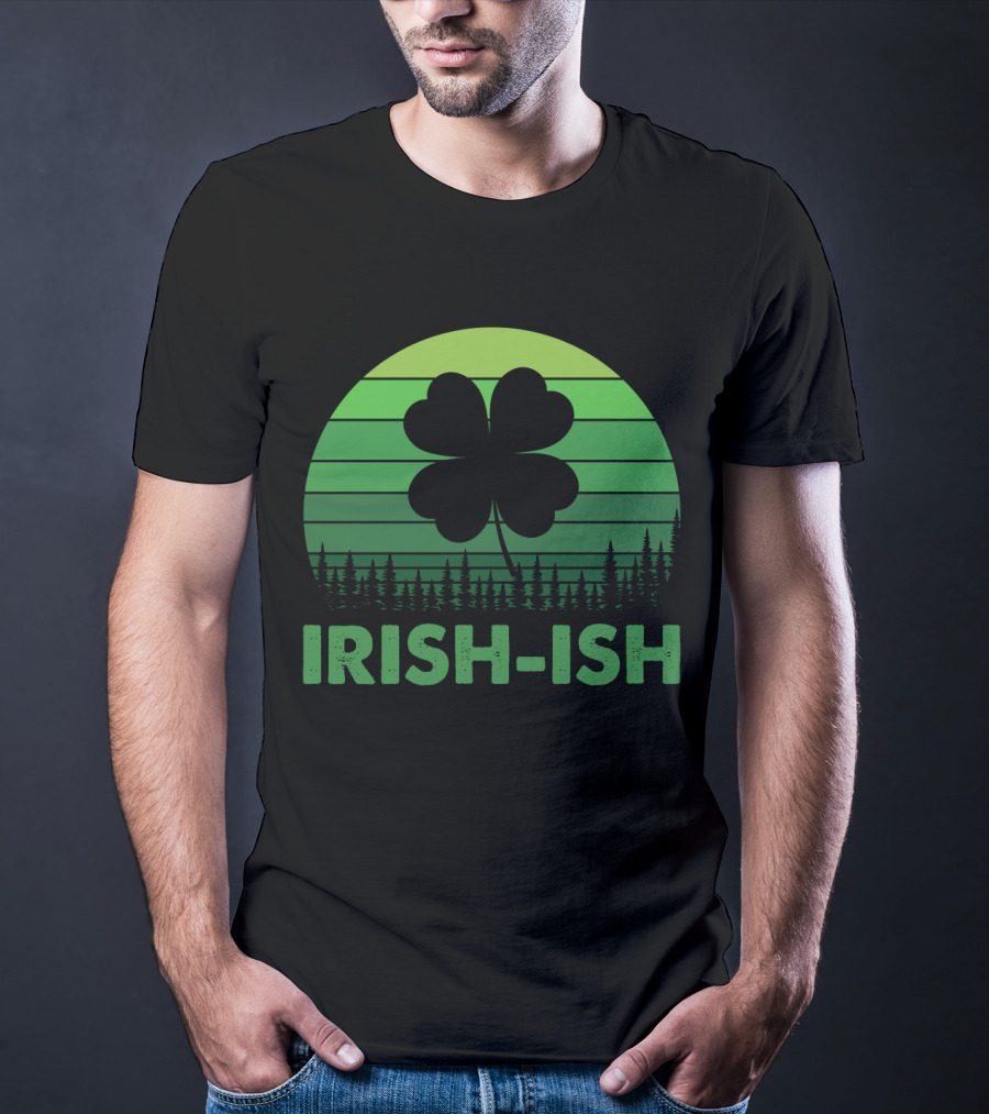 IRISH-ISH Shamrock Sunset Forest Lines T-Shirt