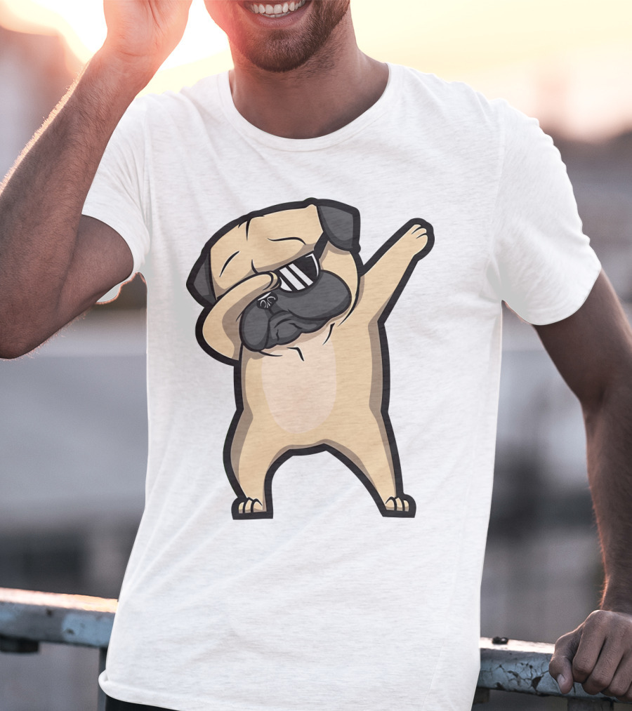 Bull Dog Dabbing Pug With Black Shades T-Shirt