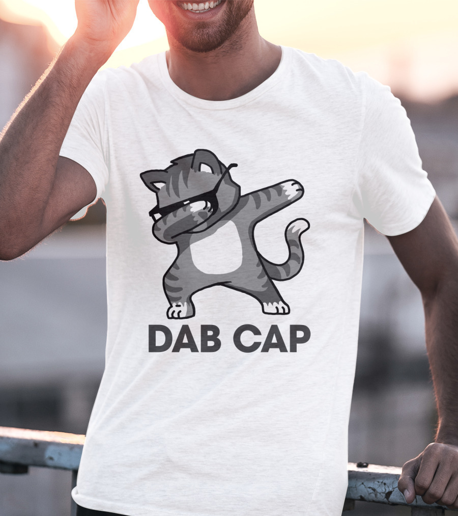 Dab Cap Funny Cat In Sunglasses Dabbing T-Shirt