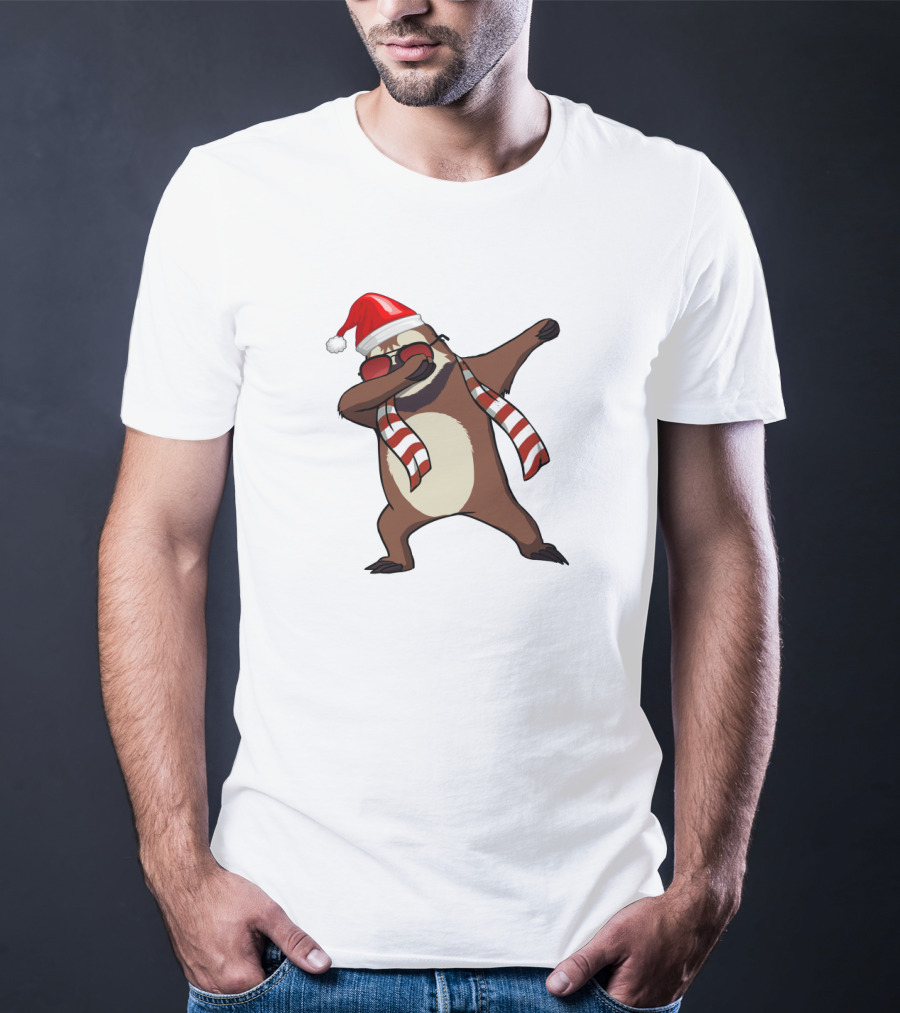 Dabbing Sloths Santa Claus Christmas Dance T-Shirt