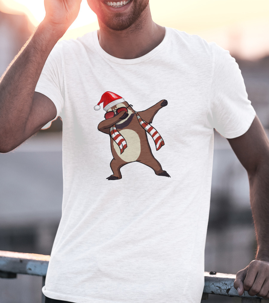 Dabbing Sloths Santa Claus Christmas Dance T-Shirt
