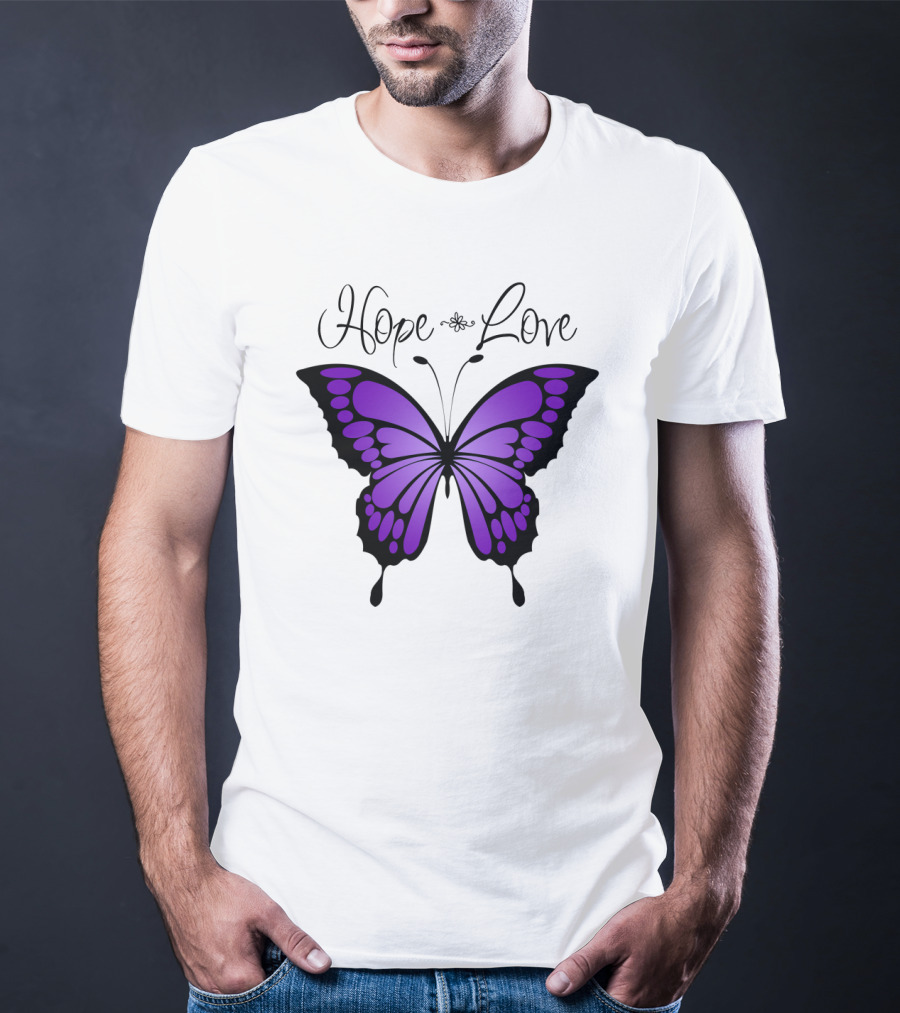 Hope Love Purple Butterfly T-Shirt