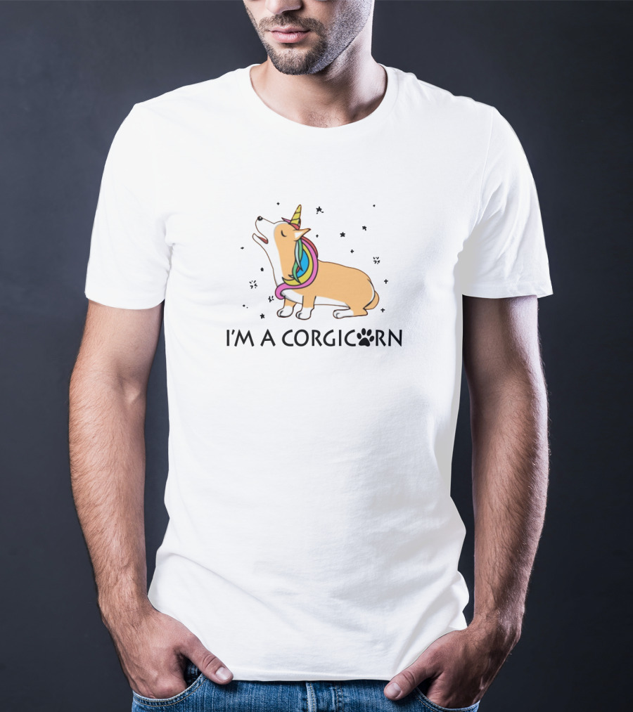 I'm A Corgicorn Unicorn Dog With Rainbow Mane And Sparkles T-Shirt