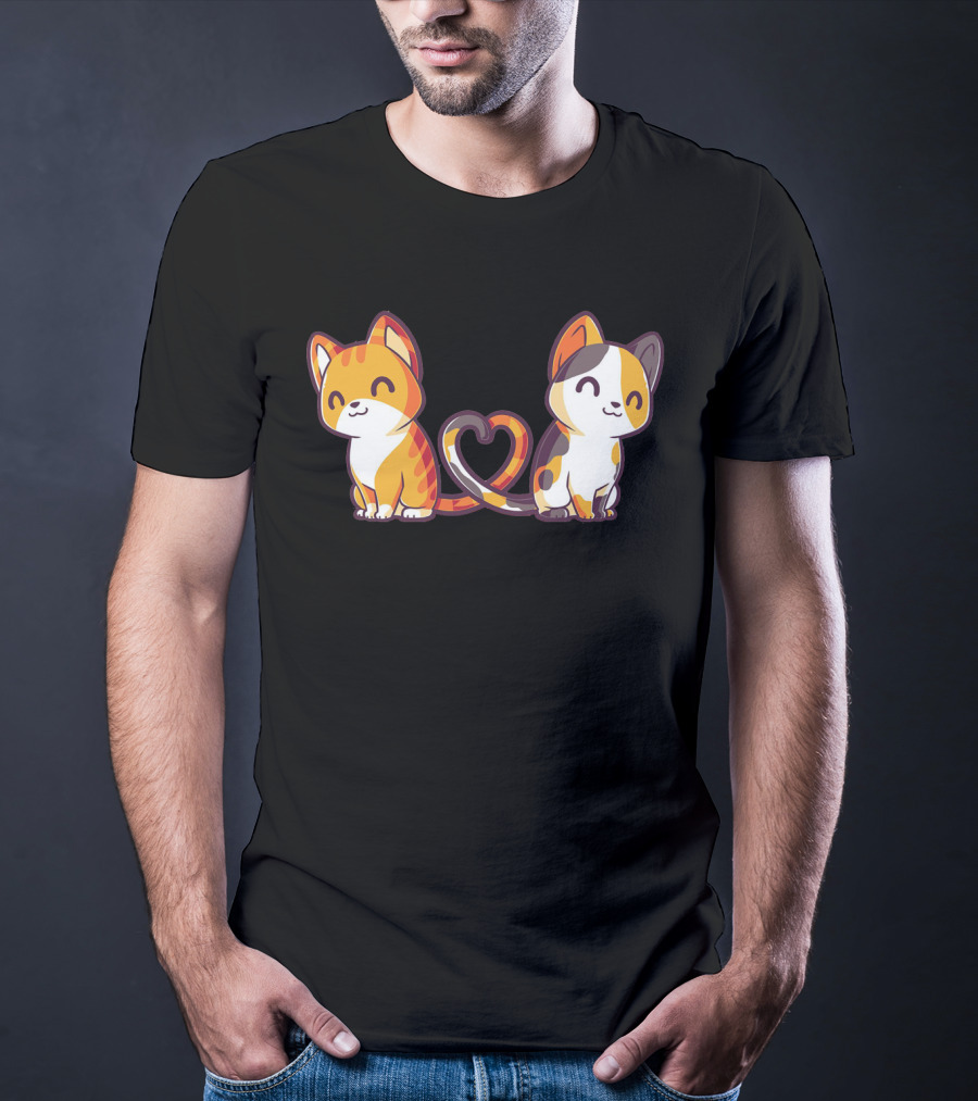 Smiling Cats With Heart-Shaped Tails T-Shirt