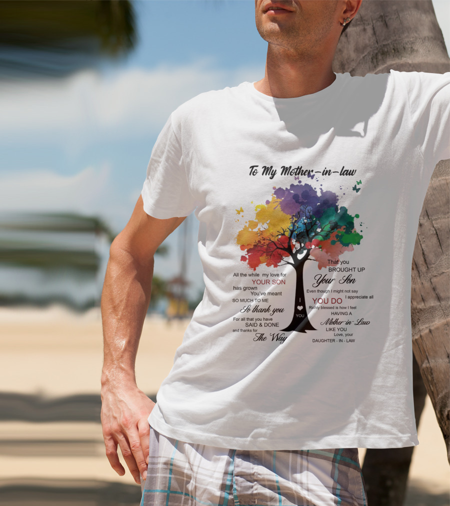 To My Mother-in-Law Mother’s Day Birthday Gift Idea From Daughter-in-Law Richly Blessed Colorful Tree T-Shirt