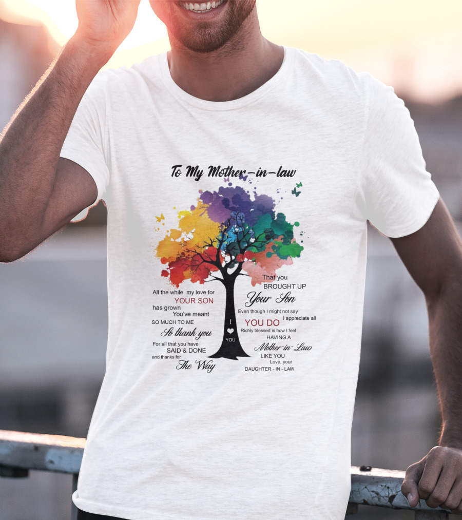To My Mother-in-Law Mother’s Day Birthday Gift Idea From Daughter-in-Law Richly Blessed Colorful Tree T-Shirt